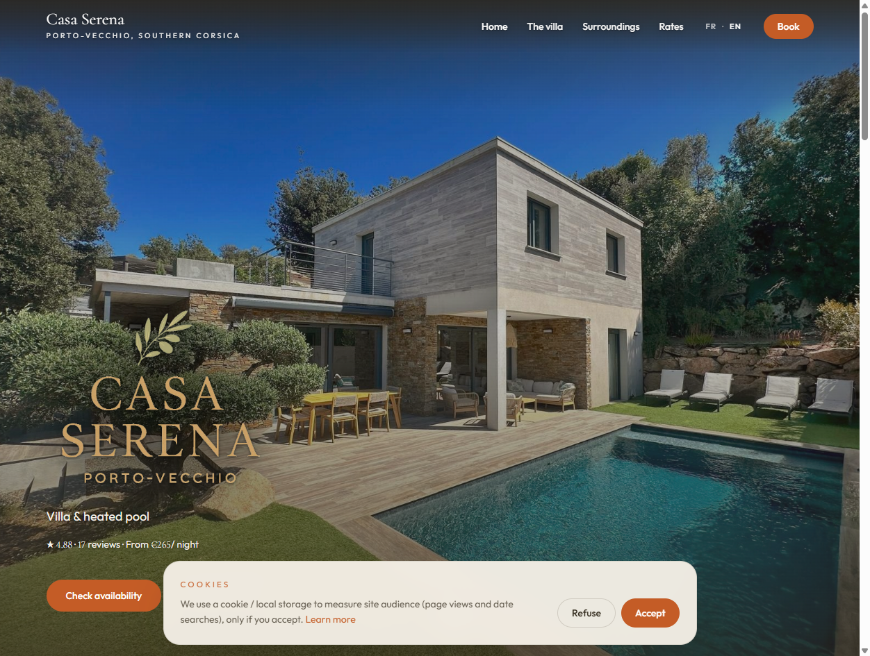 Capture d'écran du site Casa Serena